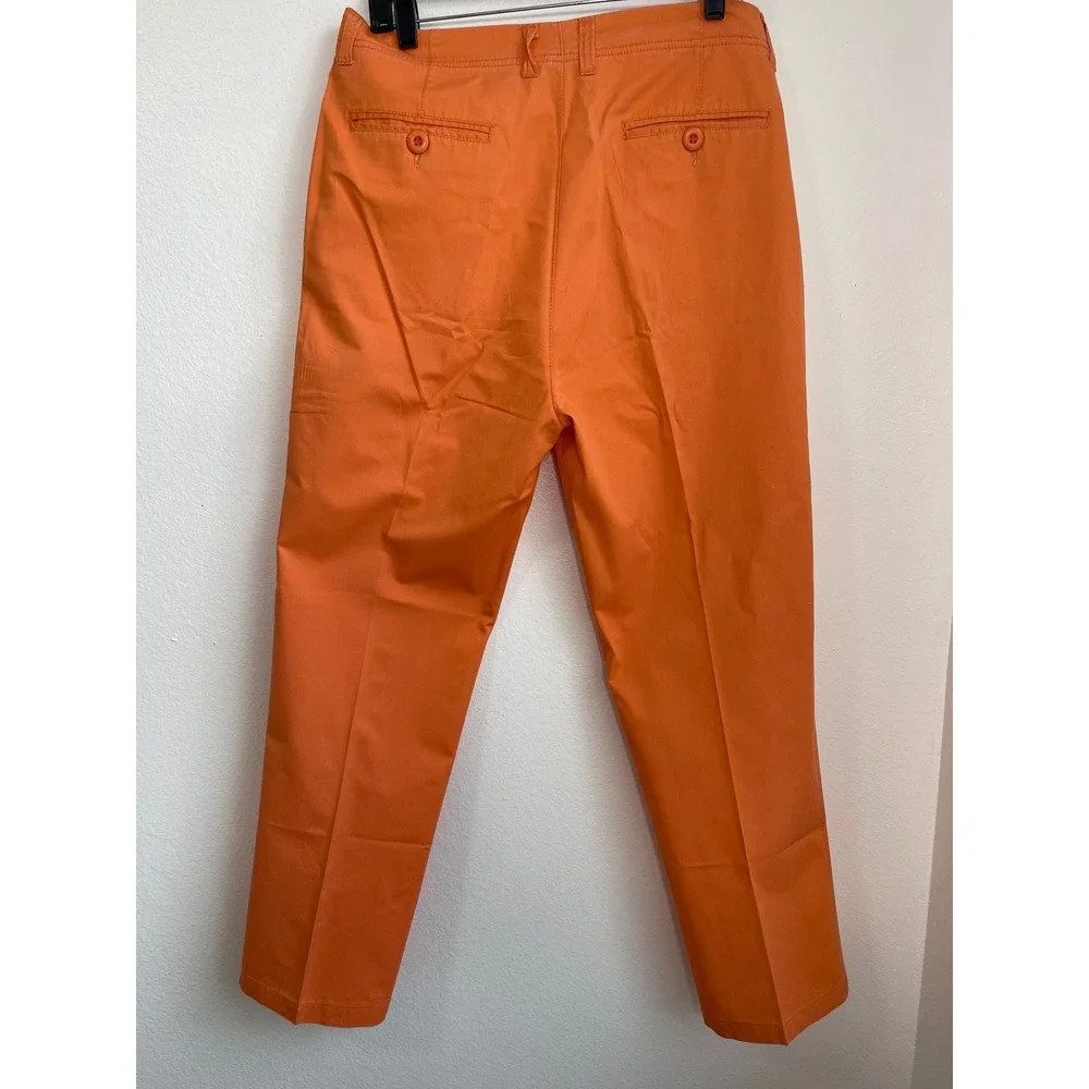 Galaxy by Harvic Mens Orange Flat Front Chino Pants Cotton Straight Leg Size 34